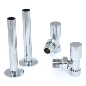 M-MAN-009-AG-C-PIP-ALT00 - Aaron Modern Manual Angled Chrome Radiator Valves with Sleeves