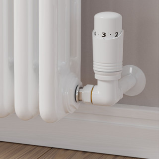 Duran Modern TRV Corner White Thermostatic Radiator Valves With Sleeves