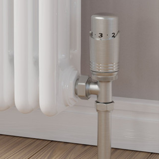 Duran Modern TRV Angled Brushed Satin Nickel Thermostatic Radiator Valves