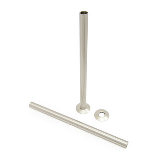 Radiator Pipe Covers 300mm Long - Brushed Satin Nickel (Pair)