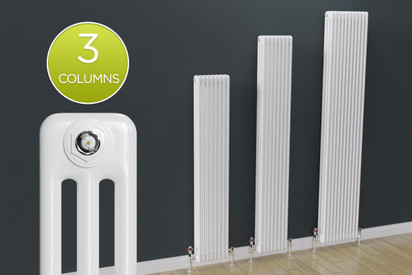 3 Column White Vertical Radiators...