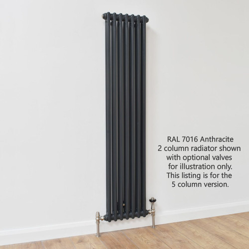 NF5-A-V-LS00 - Infinity Anthracite 5 Column Radiator 13 Sections H1000mm X W622mm