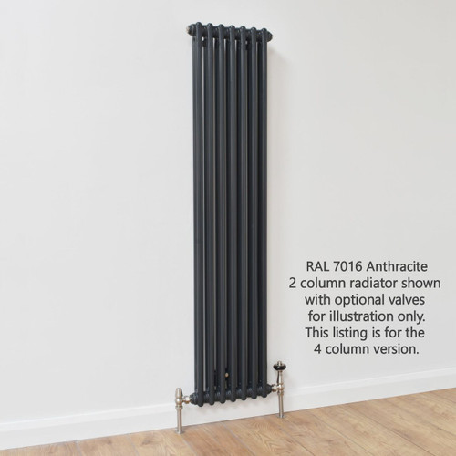 NF4-A-V-LS00 - Infinity Anthracite 4 Column Radiator 3 Sections H1800mm X W162mm