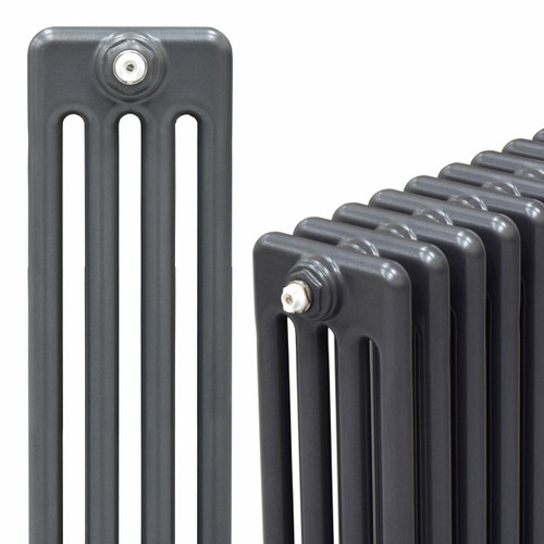 Trade Essentials Metallic Anthracite 4 Column Horizontal Radiator H500 x W1220