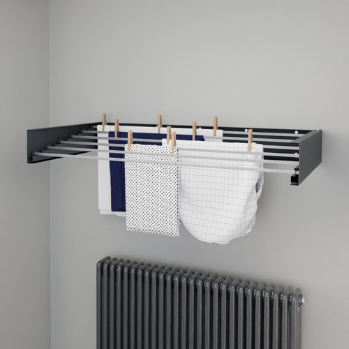 A-TH-519-A-SCANDI-CU05 - Hot Flow Glide Foldable Wall Mounted Clothes Rack 1000mm - Anthracite
