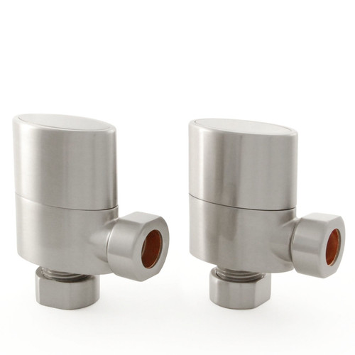 M-MAN-018-AG-SN - Oval Modern Manual Angled Brushed Satin Nickel Radiator Valves