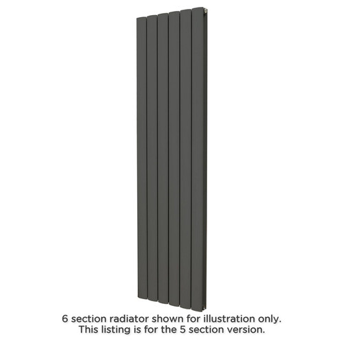 ELA-DO-1800-5-A-ALT00 - Eliptico Aluminium Designer Grey Vertical Radiator H1800mm X W395mm