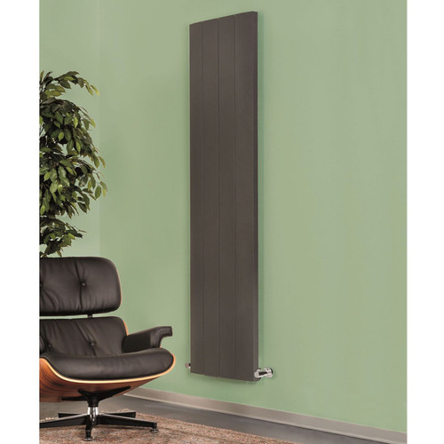 AP-MALC18H4S-LS00 - Apollo Malpensa Curved Aluminium Designer Anthracite Single Vertical Radiator H1800mm X W476mm