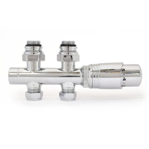 M-TRV-054-TS-C - Duran Modern TRV Twin Inlet Straight Chrome Radiator Valves