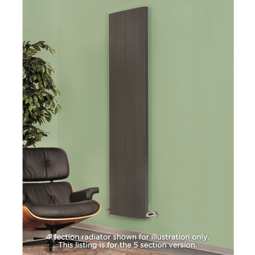 AP-MALC18H5S-LS00 - Apollo Malpensa Curved Aluminium Designer Anthracite Single Vertical Radiator H1800mm X W596mm