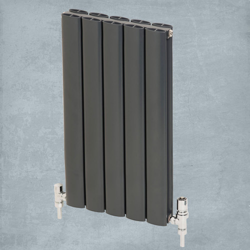 AP-MAGC6HANT-LS00 - Apollo Magenta Curve Aluminium Designer Anthracite Double Horizontal Radiator H600mm X W475mm