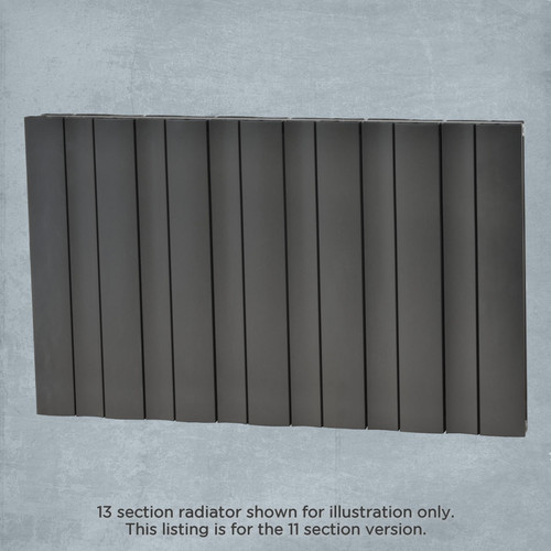 AP-MALW6H11S-LS00 - Apollo Malpensa Wave Aluminium Designer Anthracite Double Horizontal Radiator H600mm X W888mm