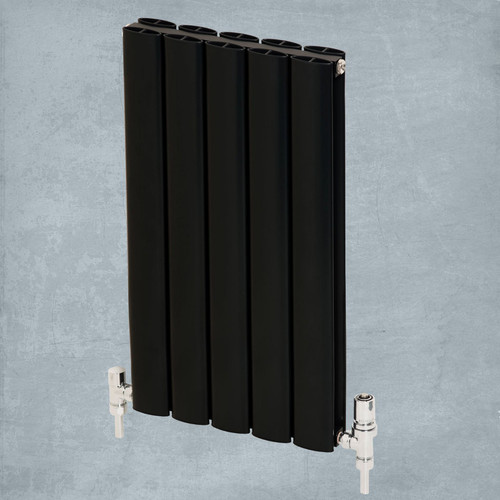 AP-MAGC6HBLKT-LS00 - Apollo Magenta Curve Aluminium Designer Black Metallic Double Horizontal Radiator H600mm X W955mm