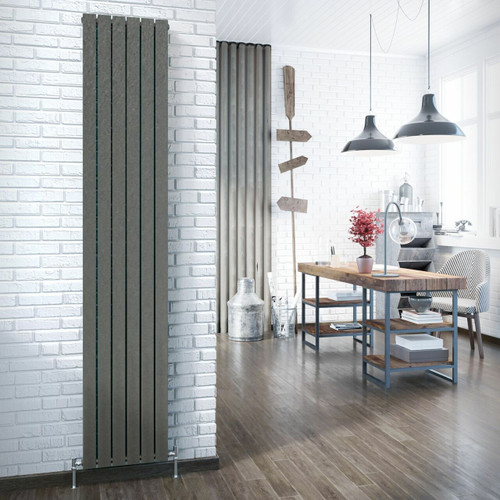 DQ-TOR-V-S-G-LS00 - DQ Tornado Vertical Single Radiator H1471mm X W231mm Dark Grey