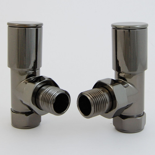 EV-HP15BN - BiWorld Evolve Heavy Pattern Modern Manual Angled Radiator Valve - Black Nickel