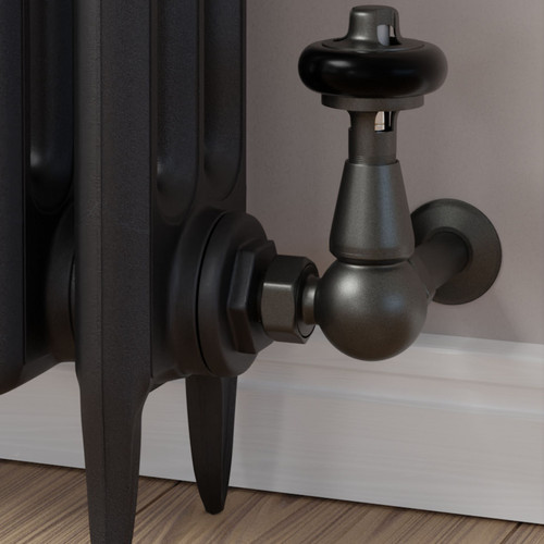 T-TRV-020-CR-PW-CU00 - Flatford Traditional TRV Corner Light Pewter Thermostatic Radiator Valves with Sleeves