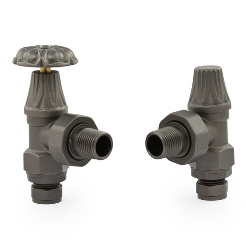 T-MAN-028-AG-PW - Arlington Traditional Manual Angled Light Pewter Radiator Valves