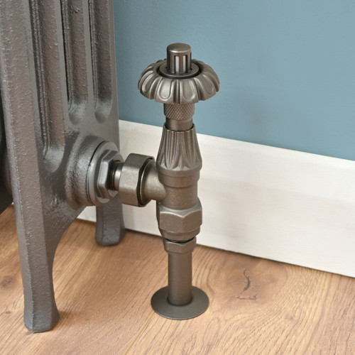 T-TRV-029-AG-PW-PIP - Arlington Traditional TRV Angled Light Pewter Thermostatic Radiator Valves with Sleeves