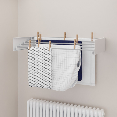 A-TH-519-700-W-SCANDI-CU05 - Hot Flow Glide Foldable Wall Mounted Clothes Rack 700mm - White