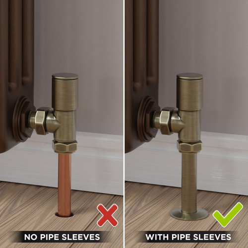 Marvine Modern Manual Angled Antique Copper Radiator Valves With Sleeves