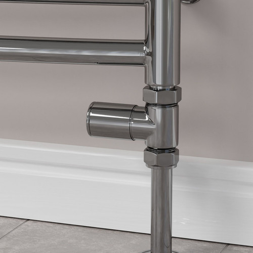 M-MAN-007-ST-BL-PIP-CU00 - Marvine Modern Manual Straight Black Nickel Radiator Valves With Sleeves