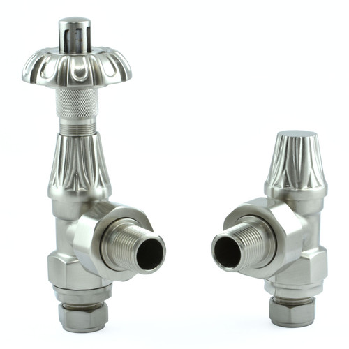 T-TRV-029-AG-SN - Arlington Traditional TRV Angled Brushed Satin Nickel Thermostatic Radiator Valves With Sleeves