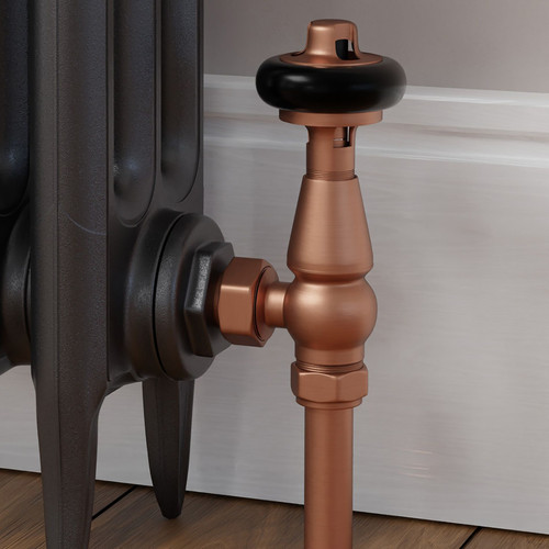 T-MAN-021-AG-BC-CU00 - Eastbury Traditional Manual Angled Brushed Copper Radiator Valves With Sleeves