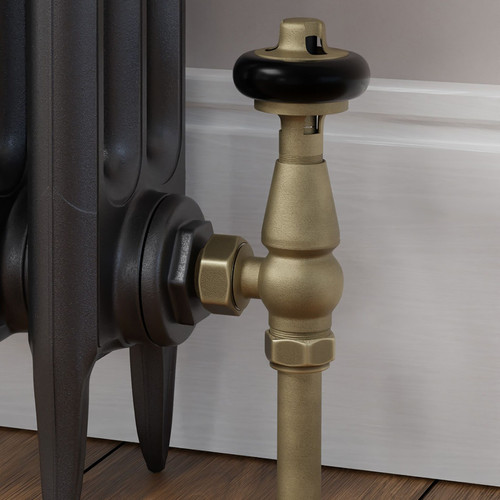 T-MAN-021-AG-OEB-CU00 - Eastbury Traditional Manual Angled Old English Brass Radiator Valves With Sleeves