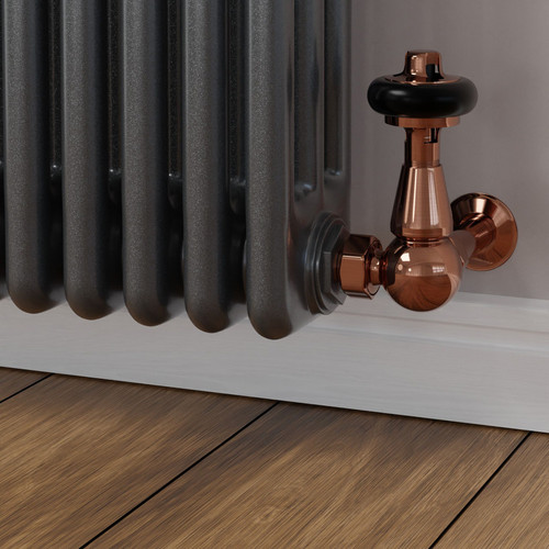 Eastbury Traditional Manual Corner Polished Copper Radiator Valves With ...