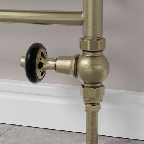 T-MAN-046-ST-AB-PIP-CU00 - Chastleton Traditional Manual Straight Antique Brass Radiator Valves With Sleeves