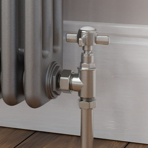 T-MAN-064-AG-SN-CU00 - Winkworth Traditional Manual Angled Brushed Satin Nickel Radiator Valves With Sleeves
