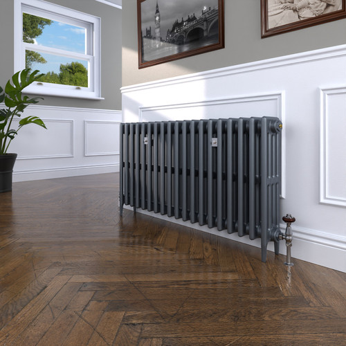 CI-GV4660-19-MET-NAT-CAST-LS00 - Gasta Victorian 4 Column Cast Iron Radiator H660mm x W1208mm