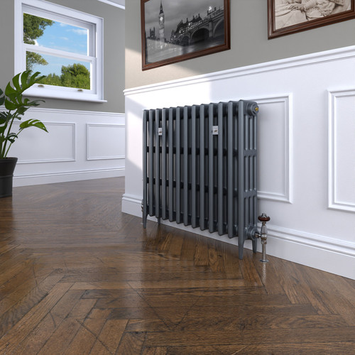 CI-GV4760-13-MET-NAT-CAST-LS00 - Gasta Victorian 4 Column Cast Iron Radiator H760mm x W828mm