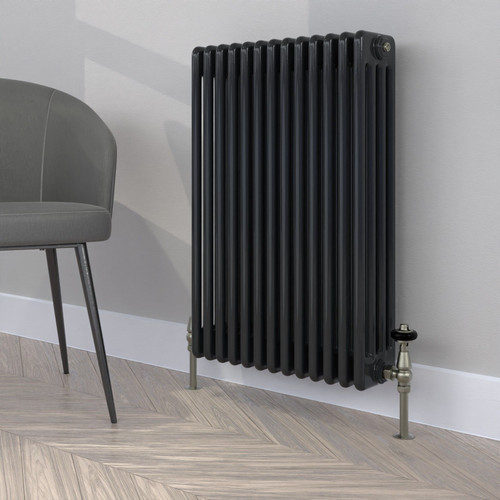 CT4-C-750-BLACK-GREY-LS00 - Classic Black 4 Column Radiator H750mm x W806mm