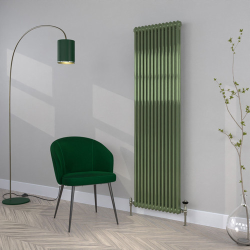 CT2-C-1800-RESEDA-GREEN-LS00 - Classic Green 2 Column Vertical Radiator H1800mm x W392mm