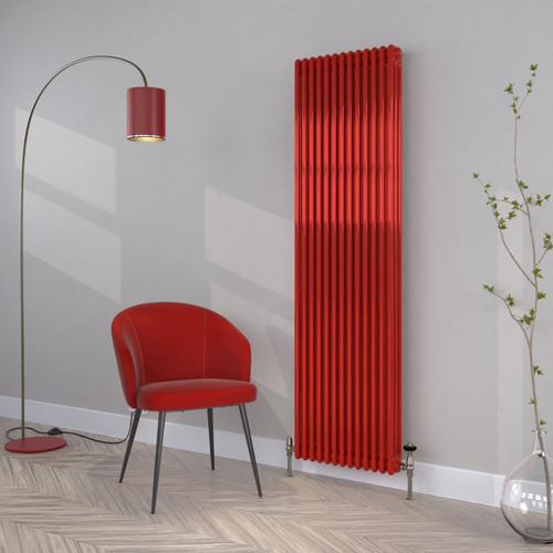 CT3-C-1800-TRAFFIC-RED-LS00 - Classic Red 3 Column Vertical Radiator H1800mm x W530mm