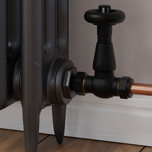T-TRV-077-ST-TB-CU00 - Jarrow Traditional TRV Textured Black Towel Radiator Valves