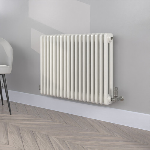 NC-600X821W-RAL-9016-TRAFFIC-WHITE-GLOSS-LS00 - Neo Column White Horizontal Radiator H600mm X W821mm