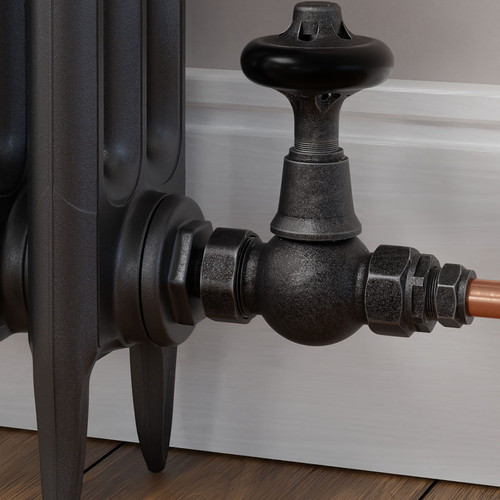 T-TRV-044-ST-PEW-CU00 - Alfriston Traditional TRV Straight Pewter Thermostatic Radiator Valves