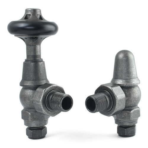 T-TRV-043-AG-PEW - Alfriston Traditional TRV Angled Pewter Thermostatic Radiator Valves