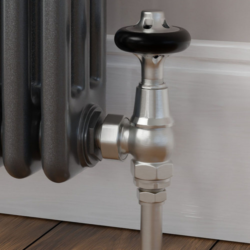 T-TRV-043-AG-SN-CU00 - Alfriston Traditional TRV Angled Brushed Satin Nickel Thermostatic Radiator Valves