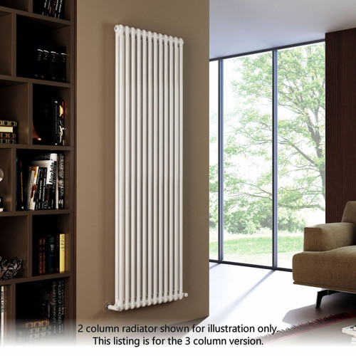 NF3-W-V-LS00 - Infinity White 3 Column Radiator 5 Sections H1800mm X W254mm