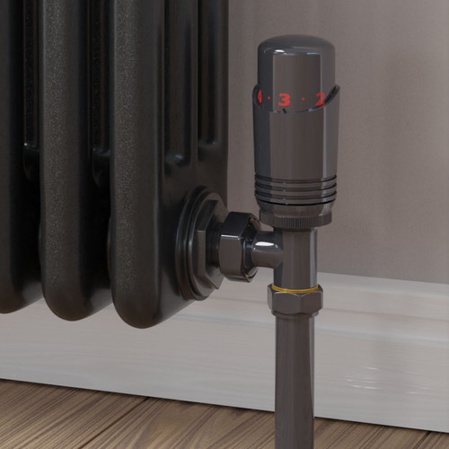 M-TRV-050-AG-A-CU00 - Duran Modern TRV Angled Anthracite Thermostatic Radiator Valves with Sleeves