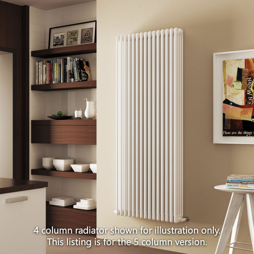 NF5-W-V-LS00 - Infinity White 5 Column Radiator 6 Sections H1200mm X W300mm