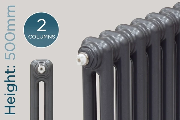 TE2-500-A-TH - Trade Essentials Metallic Anthracite 2 Column Horizontal Radiator H500 x W622