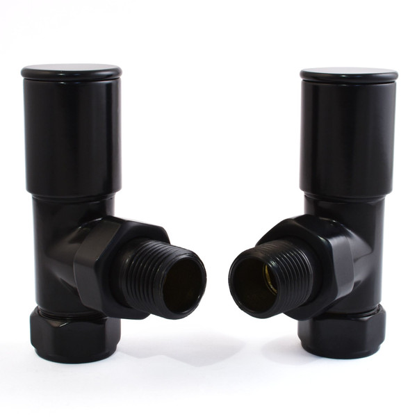 EV-HP15BG - BiWorld Evolve Heavy Pattern Modern Manual Angled Radiator Valve - Black Gloss