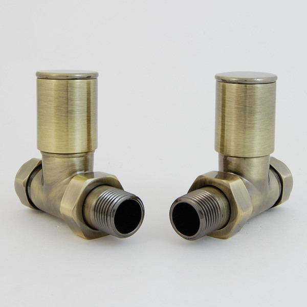 EV-HP15SAB - BiWorld Evolve Heavy Pattern Modern Manual Straight Radiator Valve - Antique Brass