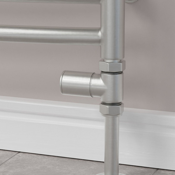 M-MAN-007-ST-SN-PIP-CU00 - Marvine Modern Manual Straight Brushed Satin Nickel Radiator Valves With Sleeves