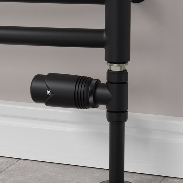 M-TRV-072-ST-SB-CU01 - Ramone Modern TRV Straight Satin Black Radiator Valves With Sleeves