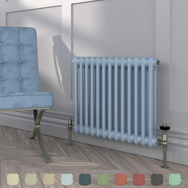 HR2-500-FB-089-LULWORTH-BLUE-TH - Heritage Colour 2 Column Radiator H500 x 484mm